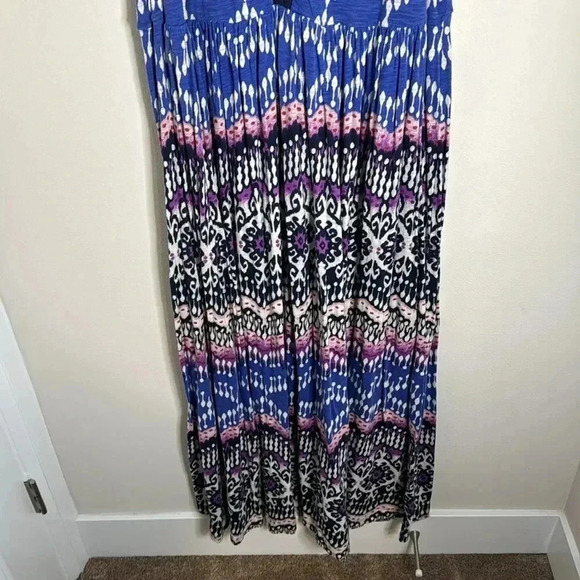 Lucky Brand Maxi Dress Cotton Blend Boho Southwestern Print Size 3X - Picture 3 of 7